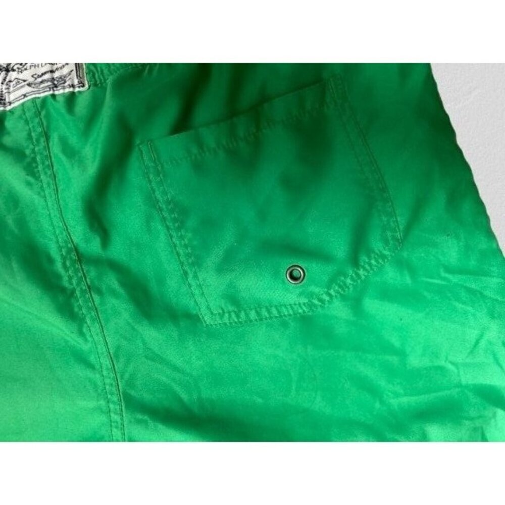 Polo Ralph Lauren Green Solid Traveler Polo Bear 5.5" Swim Trunks - Picture 8 of 9